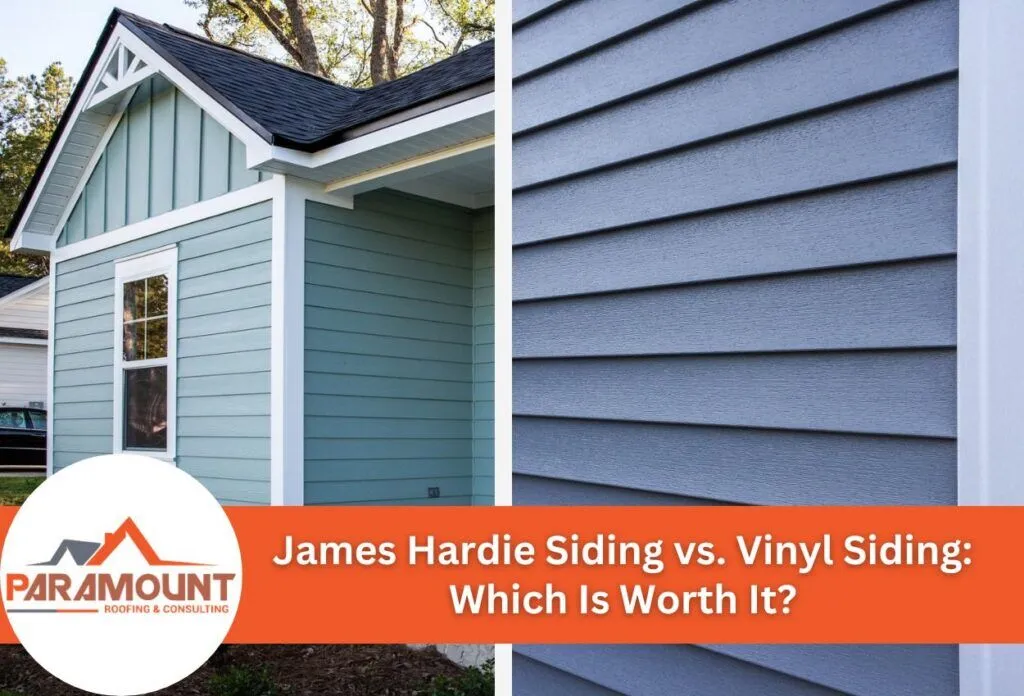 Comparison Of James Hardie And Vinyl Siding On A House Exterior.